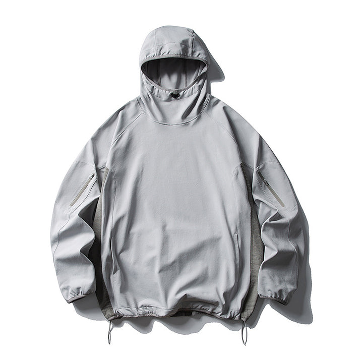 Unisex Leichter technischer Kapuzen-Anorak mit Raglanärmeln, Ärmeltaschen und Kordelzug Echoarchiv