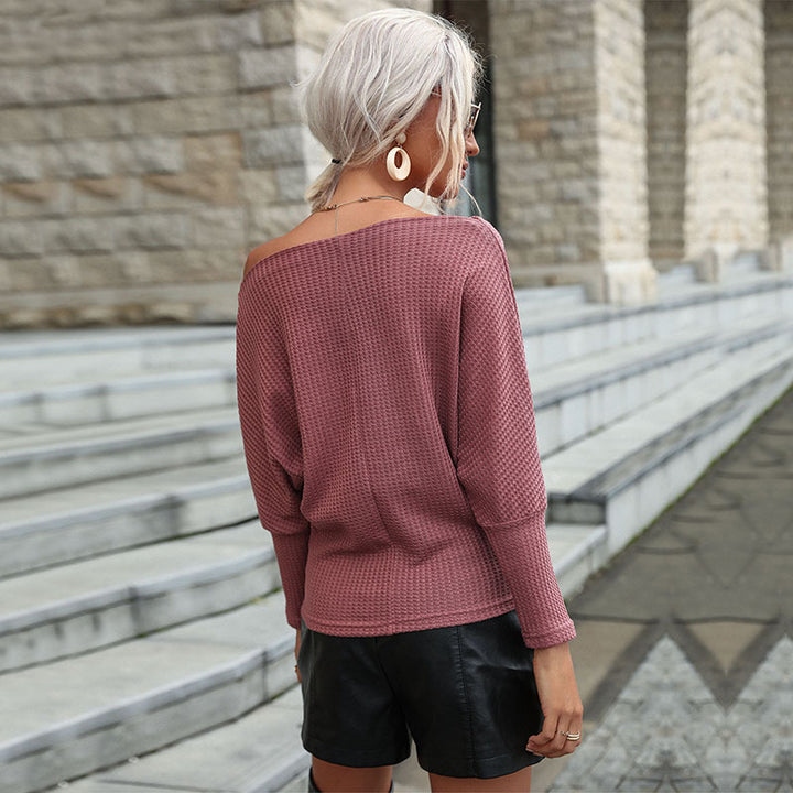 Damen Off-Shoulder Strukturstrickpullover mit weitem Carmenausschnitt Echoarchiv