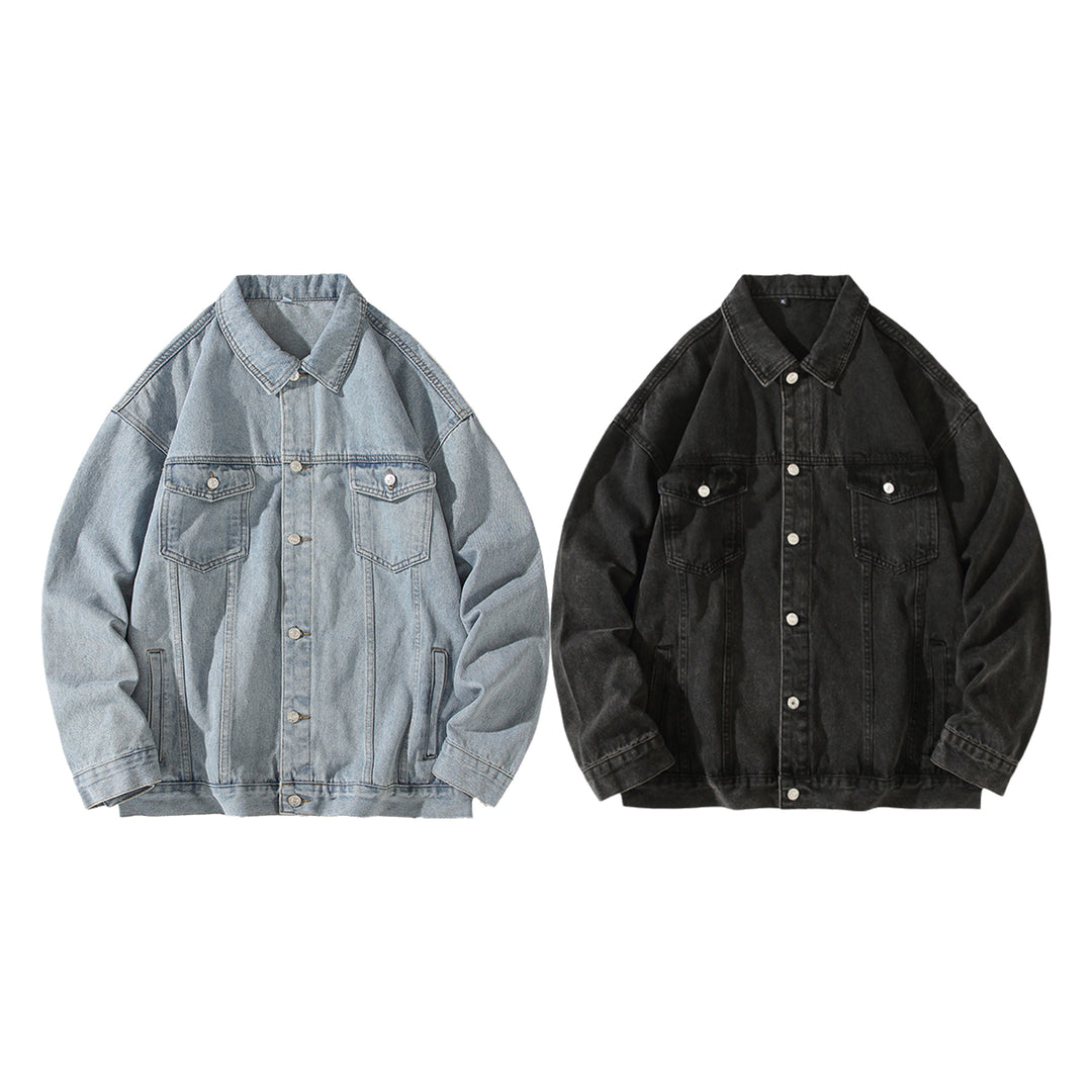 Herren Oversize-Denimjacke im Vintage-Look mit Knopfleiste und Brusttaschen Echo Archiv