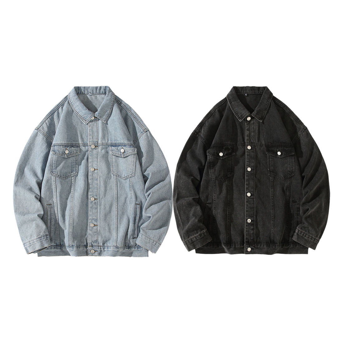 Herren Oversize-Denimjacke im Vintage-Look mit Knopfleiste und Brusttaschen Echo Archiv