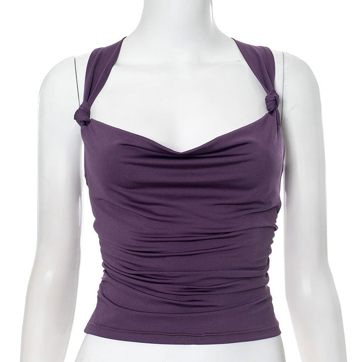Damen modisches Top mit Knoten-Detail und Raffungen Echo Archiv