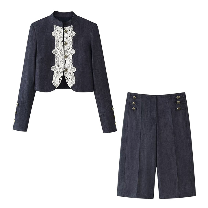 Damen Hochtaillierte Culotte-Hose im Matrosenstil mit Zierknopfleiste Echo Archiv