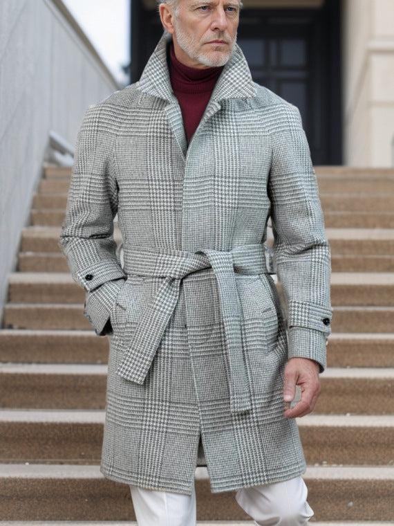 Herren eleganter und warmer Mantel mit Gürtel Echoarchiv