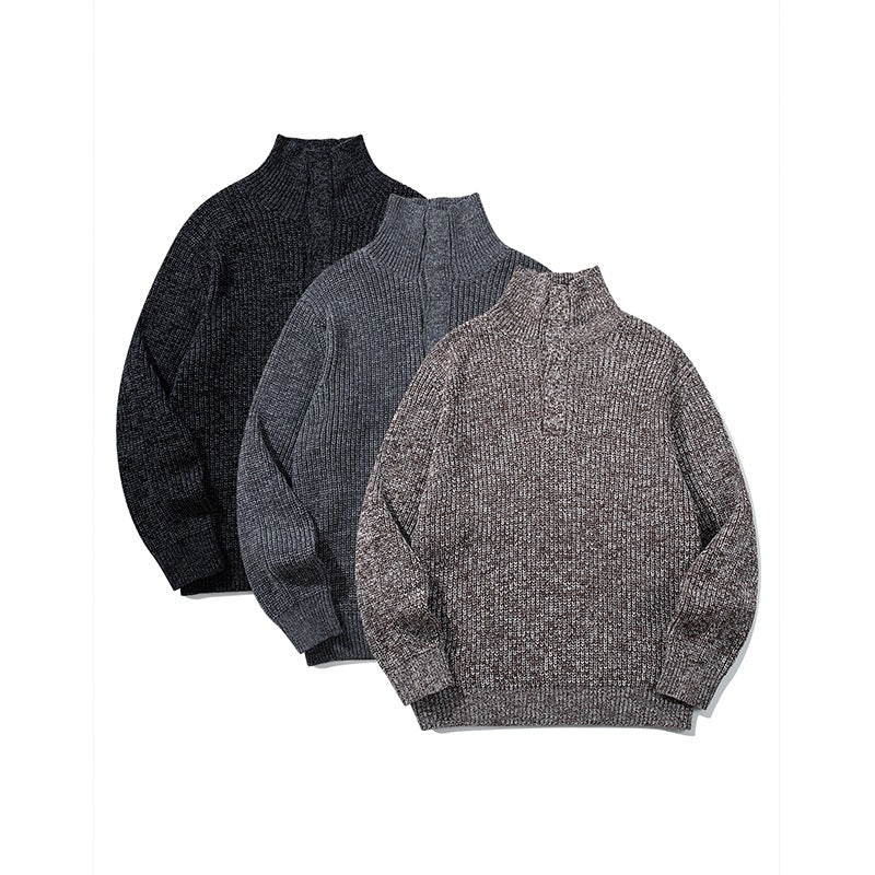 Unisex Grobgestrickter Rollkragenpullover mit halber Knopfleiste Echoarchiv