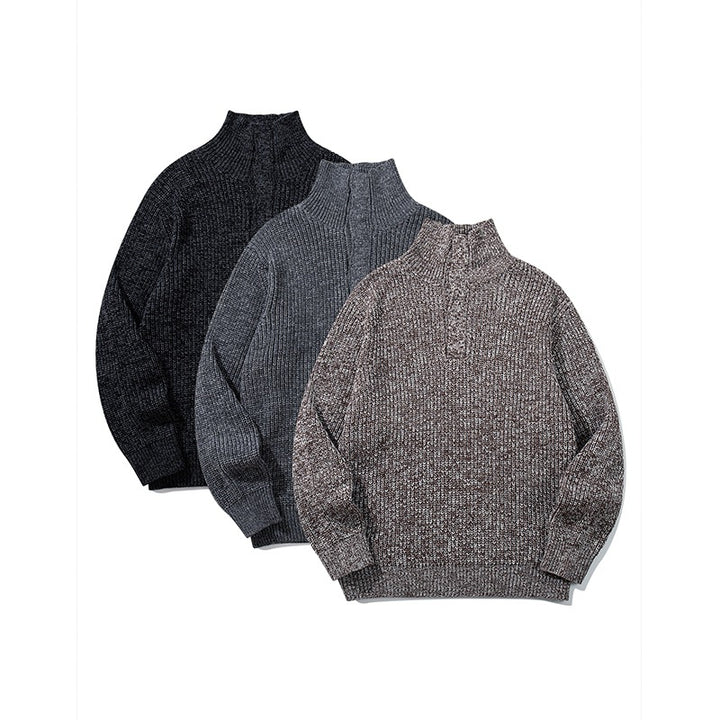 Unisex Grobgestrickter Rollkragenpullover mit halber Knopfleiste Echoarchiv