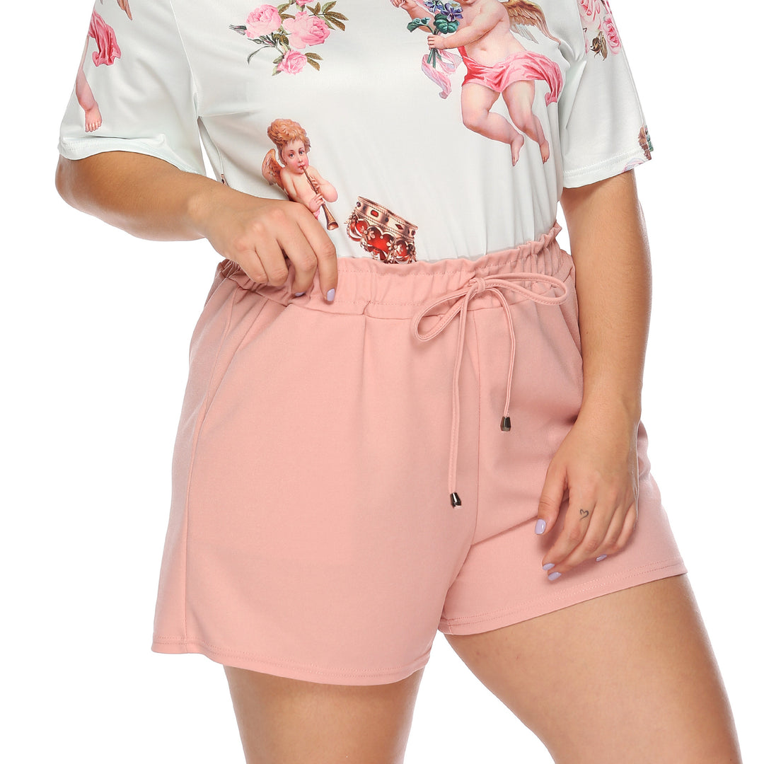 Damen lässiges Oberteil mit einzigartigem Engel-Druck und bequemen Shorts Echo Archiv