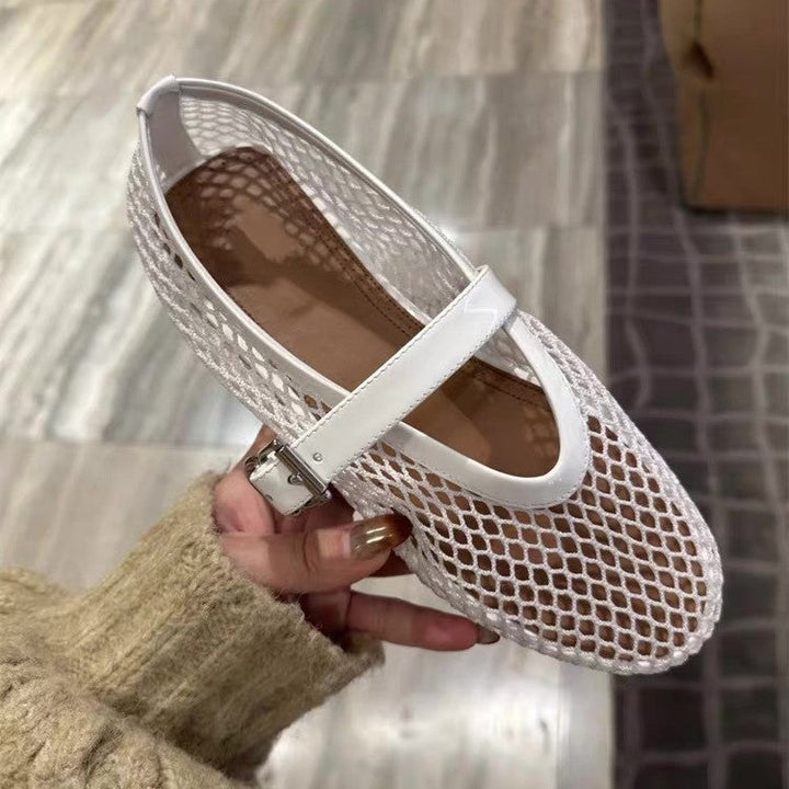 Damen Netz-Ballerinas mit elegantem Riemen und bequemer Sohle Echoarchiv