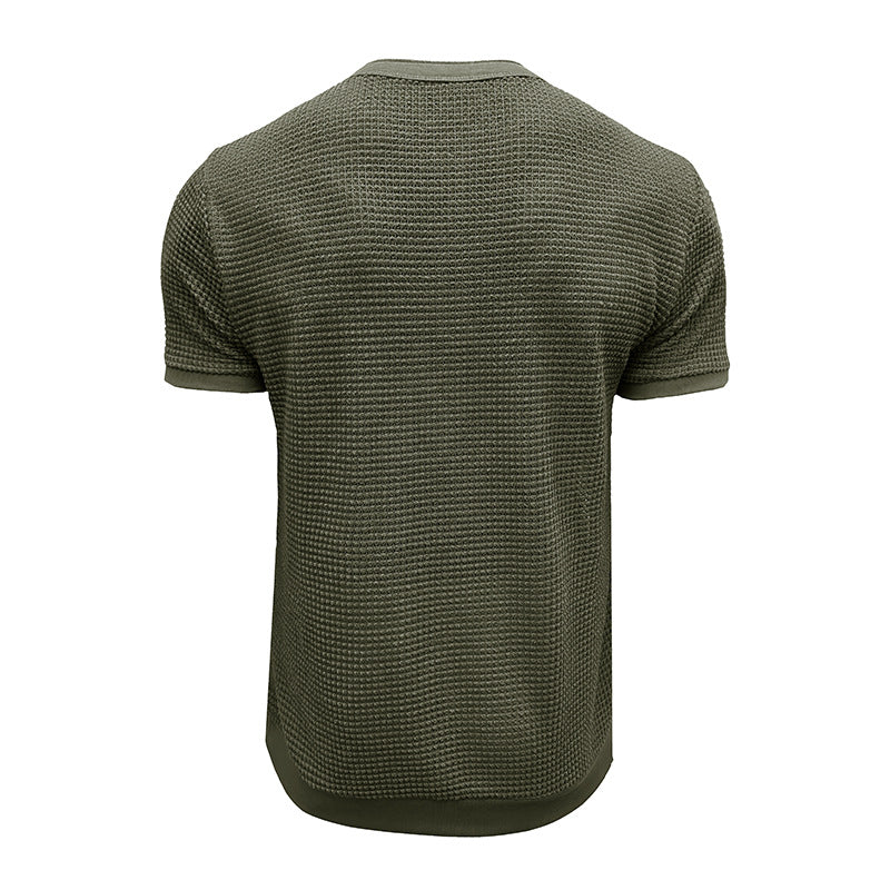 Herren Kurzarm-Henley-Shirt mit strukturiertem Design und edler Knopfleiste Echoarchiv