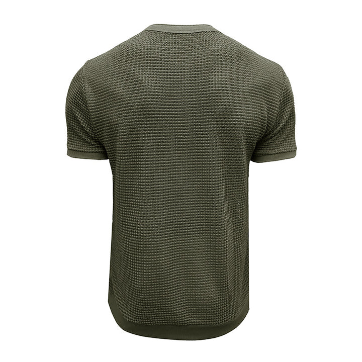 Herren Kurzarm-Henley-Shirt mit strukturiertem Design und edler Knopfleiste Echoarchiv