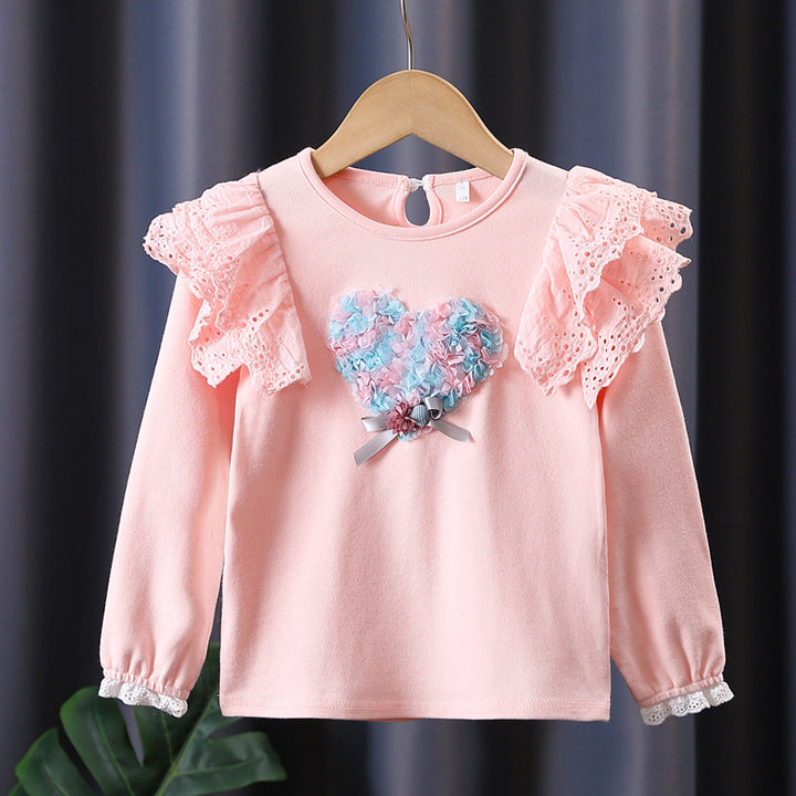 Mädchen Sweatshirt mit Rüschen und floralem Herzmotiv Echo Archiv