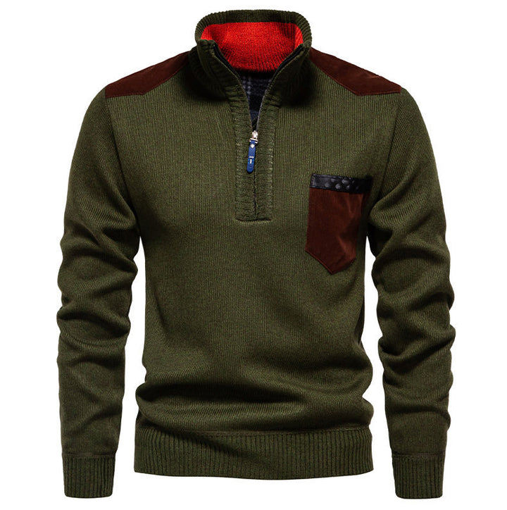 Herren Pullover mit halbhohem Kragen und modischen Akzenten Echoarchiv