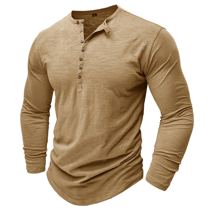 Herren Hemd im Henley-Stil mit modischen Knöpfen Echoarchiv