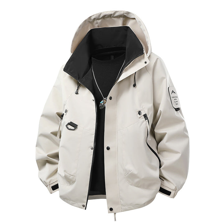 Herren Wasserabweisende Kapuzen‑Utility‑Jacke mit Multitaschen, Kordelzug und Reißverschluss Echoarchiv
