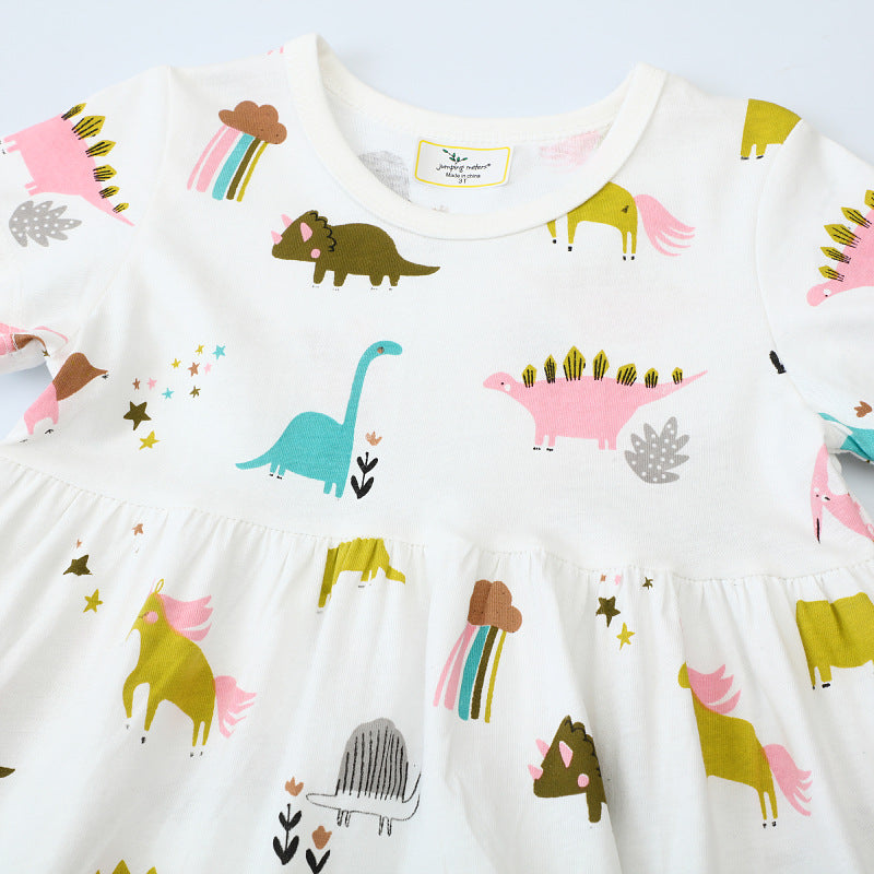 Mädchen Freizeitkleid mit verspielten Dinosaurier- und Einhorn-Motiven Echo Archiv
