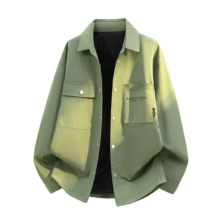 Herren Oversize-Utility-Hemdjacke mit Druckknopfleiste und großen aufgesetzten Taschen Echoarchiv