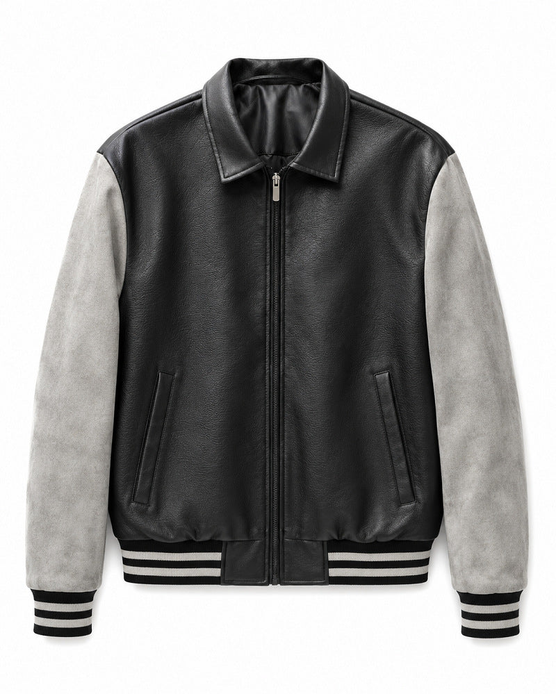Herren Modische Kunstleder Bomberjacke Echo Archiv