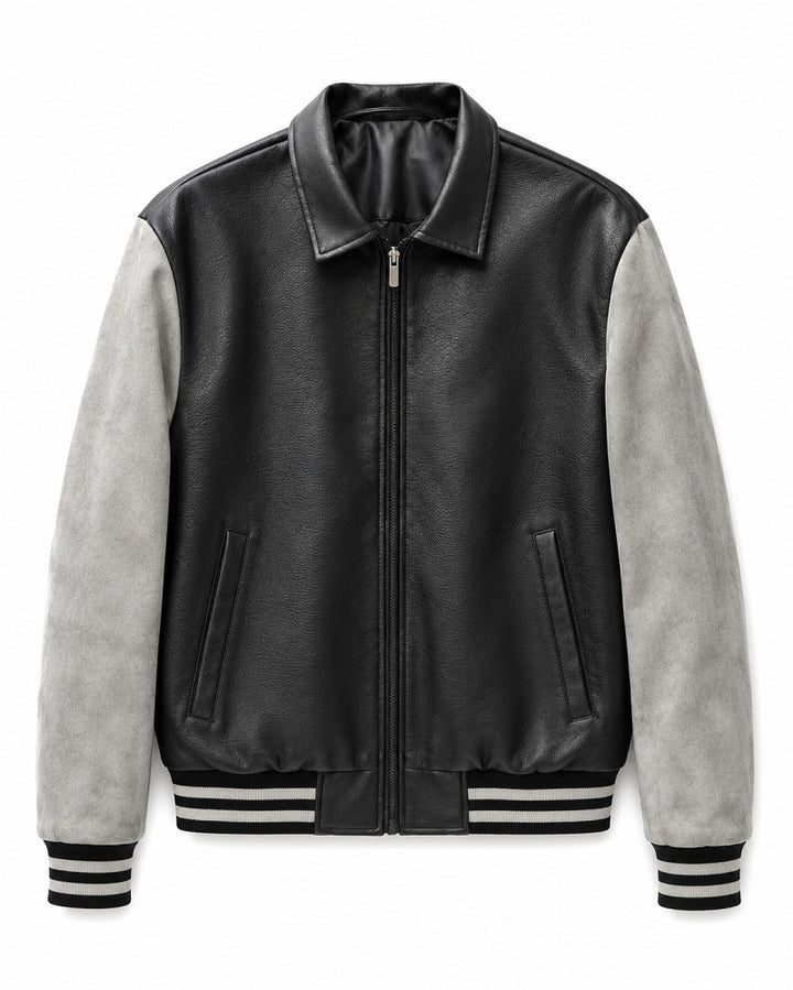 Herren Modische Kunstleder Bomberjacke Echo Archiv