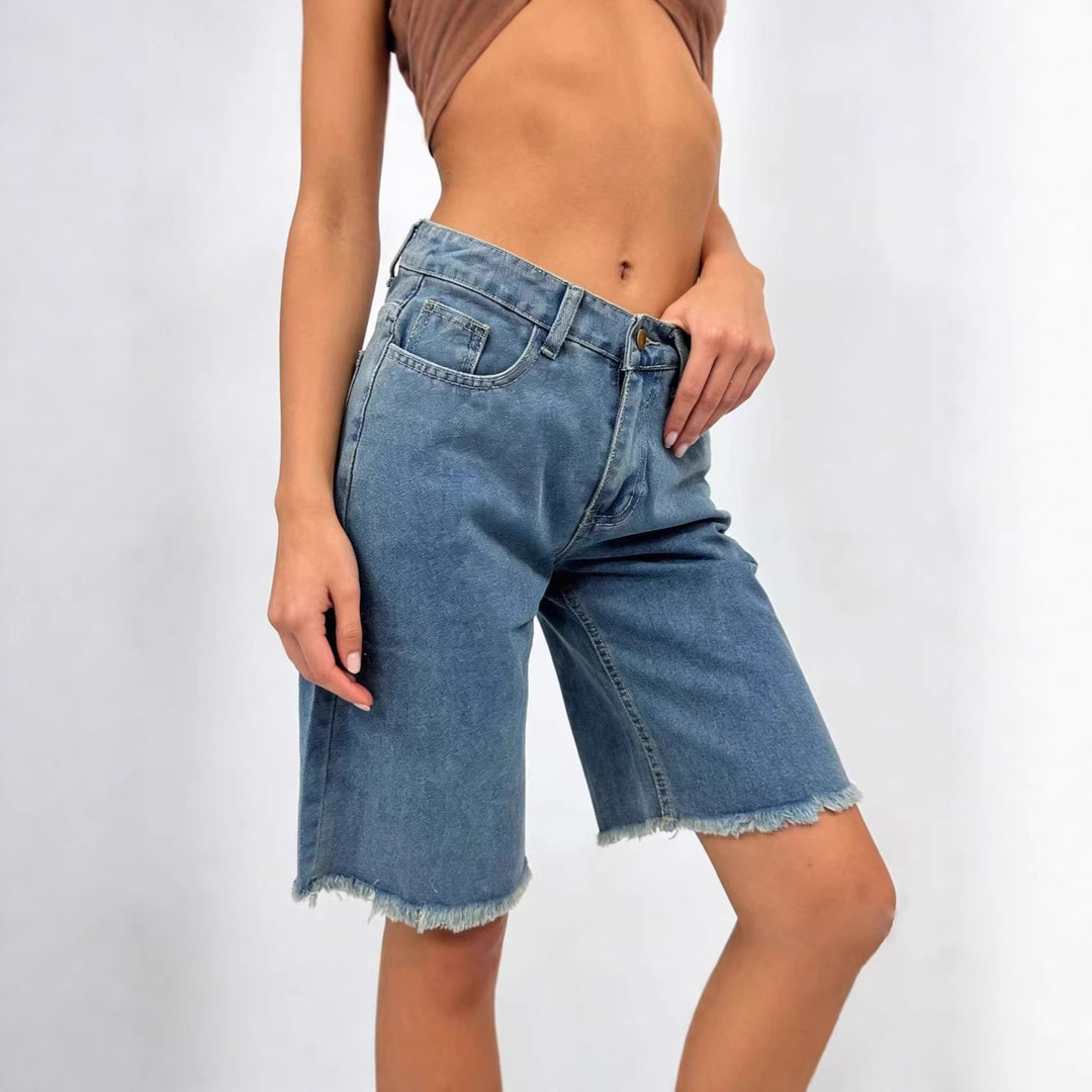 Damen lässige Denim-Shorts mit ausgefransten Säumen und hoher Taille Echo Archiv
