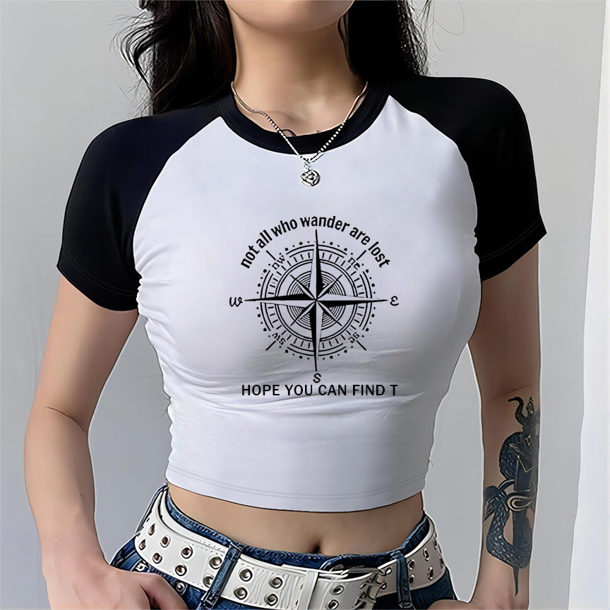 Damen Crop-Top mit motivierendem Schriftzug und lässigem Schnitt Echo Archiv