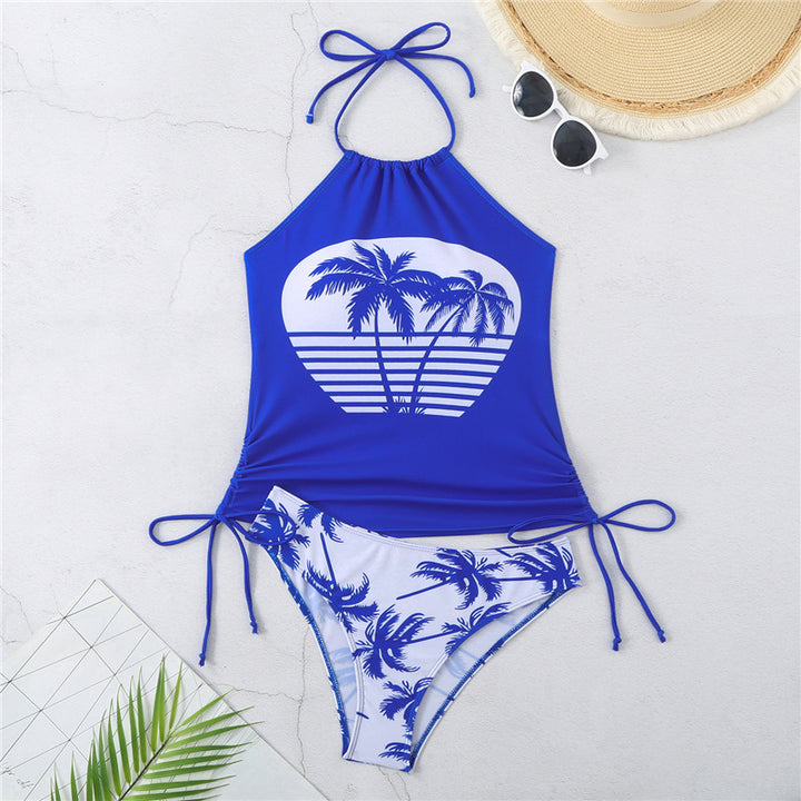 Damen Tankini-Set mit verstellbarem Halter-Design und tropischem Druck Echo Archiv