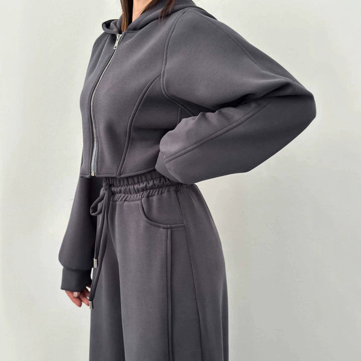 Damen nan weite Highwaist-Loungehose mit Tunnelzug, Eingrifftaschen und Ziernähten Echo Archiv