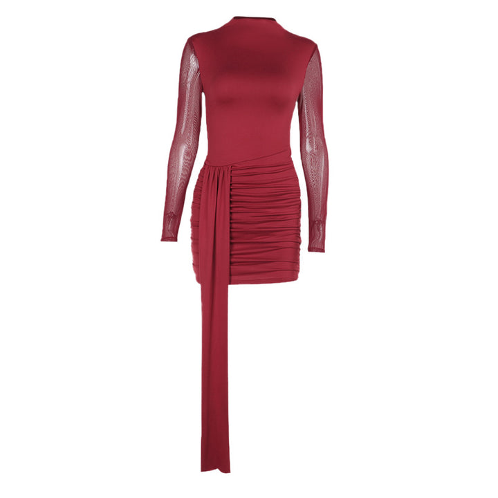 Damen elegantes, figurbetontes Minikleid mit langem Arm und asymmetrischem Saum Echo Archiv