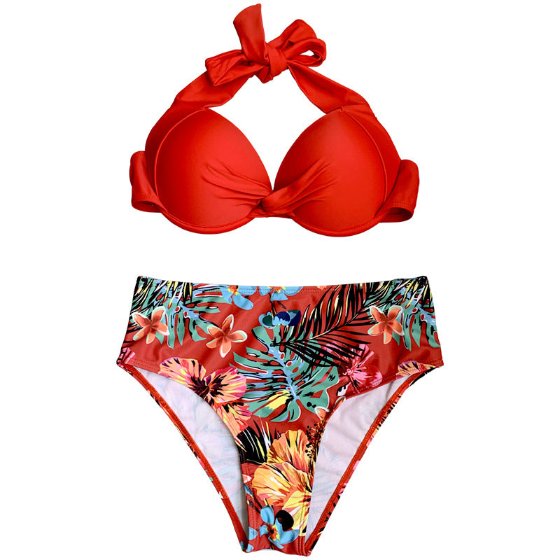 Damen Hoch taillierter Bikini mit eleganter Knotendetails Echo Archiv