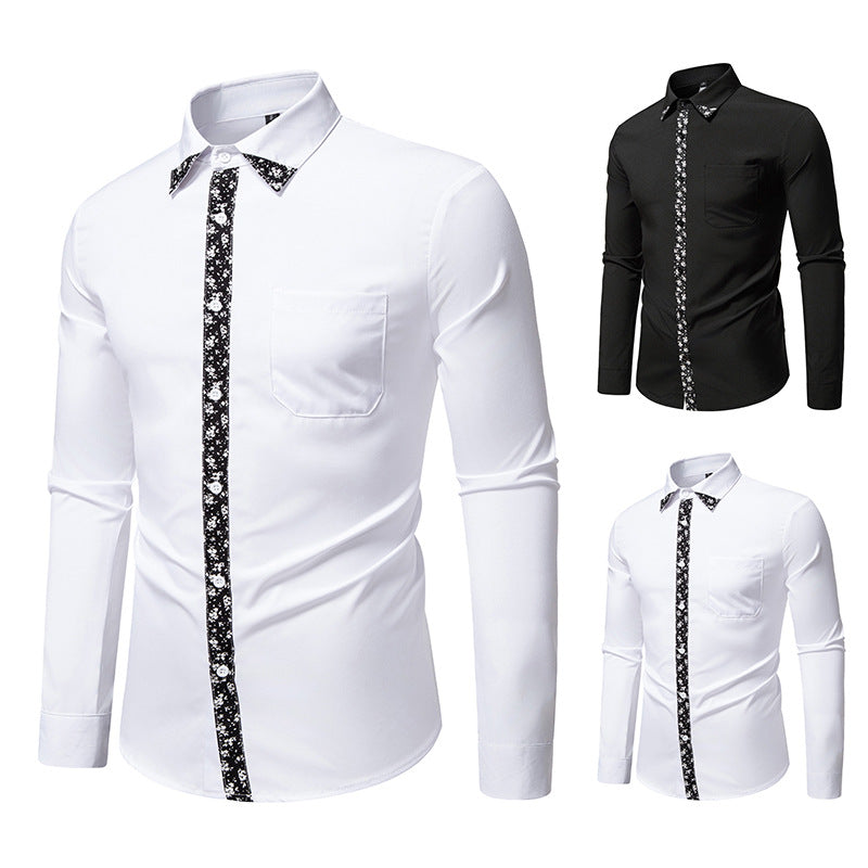Herren Figurbetontes Business-Hemd mit kontrastreichen Blenden und Brusttasche Echo Archiv