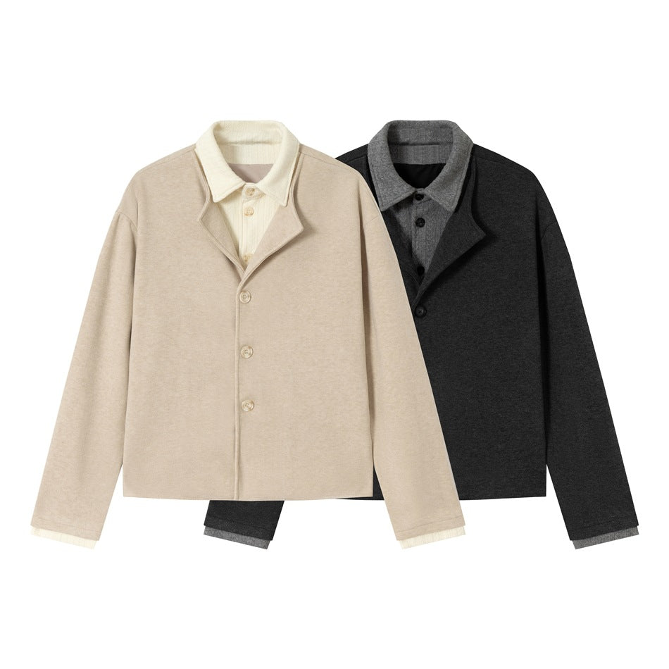 Herren Kurzblouson im Layer‑Look mit Kontrastkragen Echoarchiv