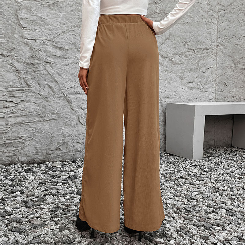 Damen Weite High-Waist-Hose mit Paperbag-Bund und Bindegürtel Echoarchiv
