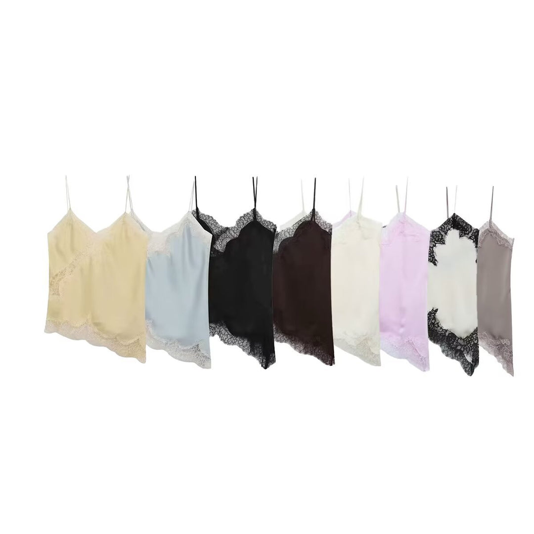 Damen-Spitzen-Camisole mit asymmetrischem Schnitt und eleganten Punkten Echo Archiv