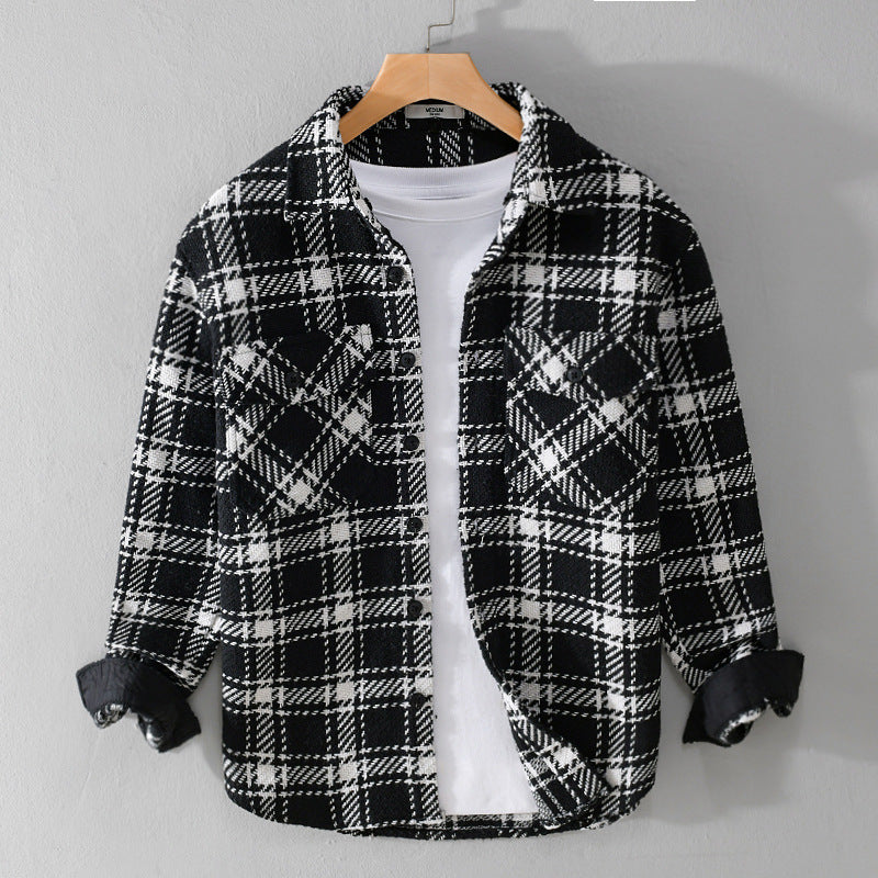 Herren Karierter Overshirt mit gesteppter Kapuze und Thermofutter Echoarchiv
