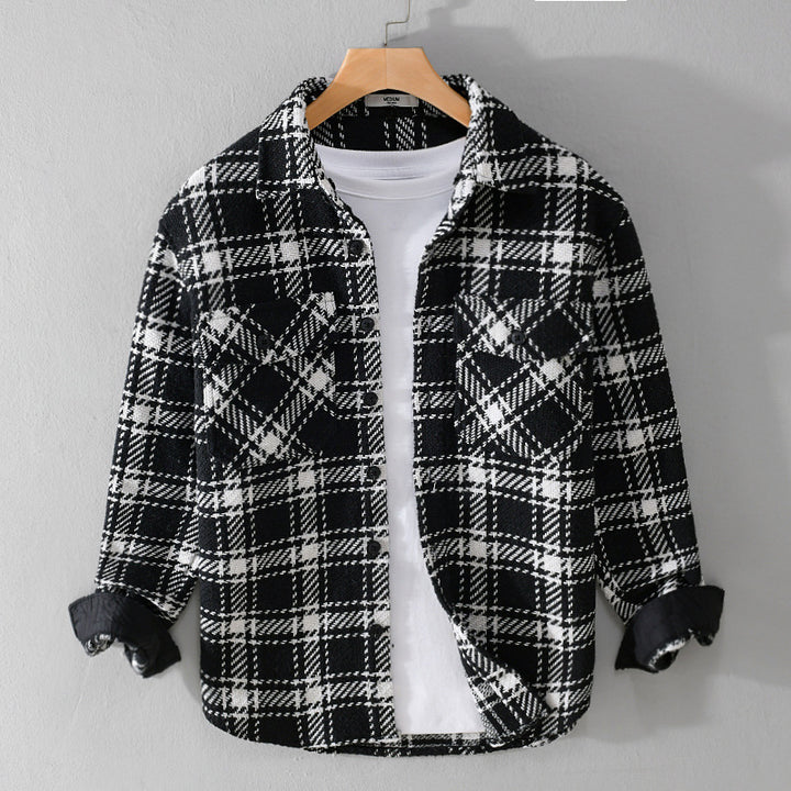 Herren Karierter Overshirt mit gesteppter Kapuze und Thermofutter Echoarchiv