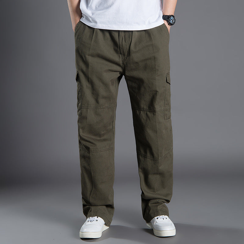 Herren Weite Utility-Cargohose aus Baumwollcanvas mit Mehrfach-Taschen und Kordelbund Echo Archiv