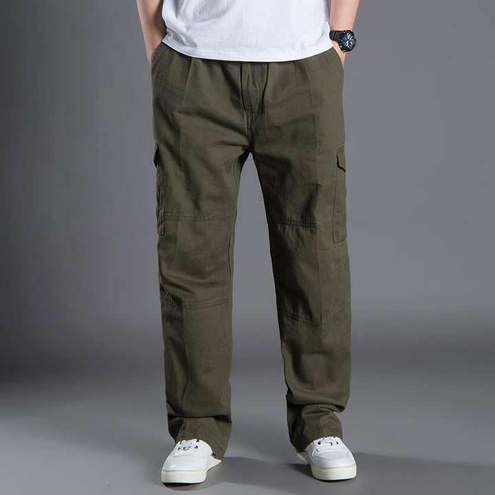 Herren Weite Utility-Cargohose aus Baumwollcanvas mit Mehrfach-Taschen und Kordelbund Echo Archiv