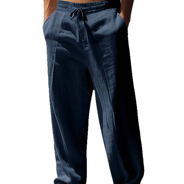 Herren lässige Leinenhose mit elastischem Bund und seitlichen Taschen Echoarchiv