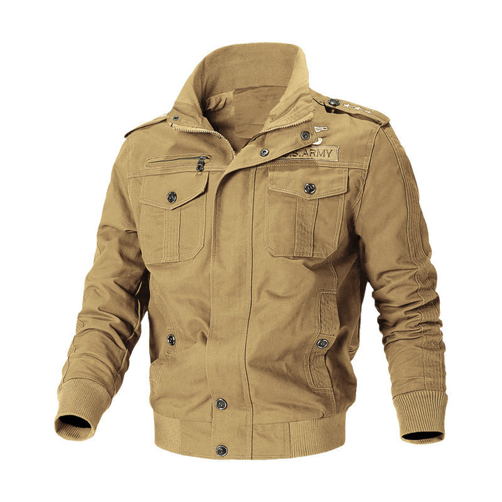 Herren Urbaner Canvas‑Pilotjacke im Military‑Look mit Brusttaschen, Epauletten und Rippbündchen Echoarchiv