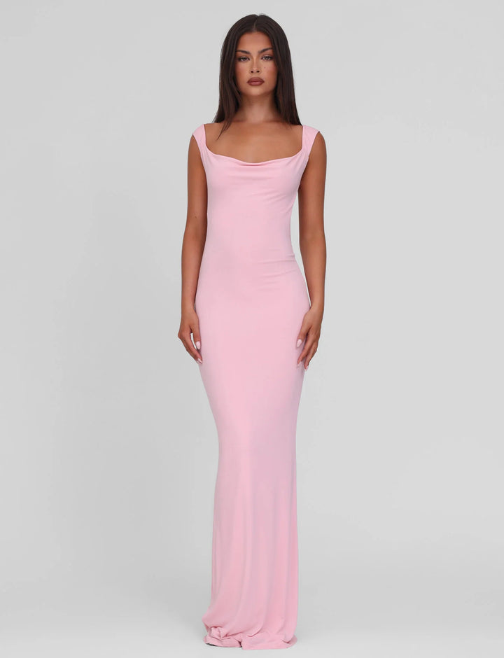 Damen nan körperbetontes Abendkleid mit quadratischem Ausschnitt und breiten Trägern Echo Archiv