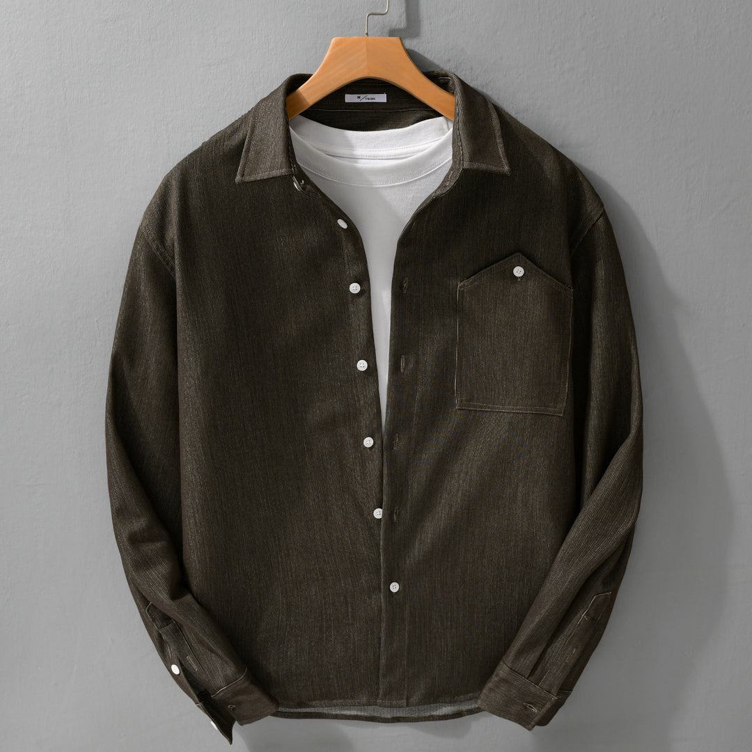 Herren Denim-Overshirt im Hemdjackenstil mit Brusttasche und durchgehender Knopfleiste Echoarchiv