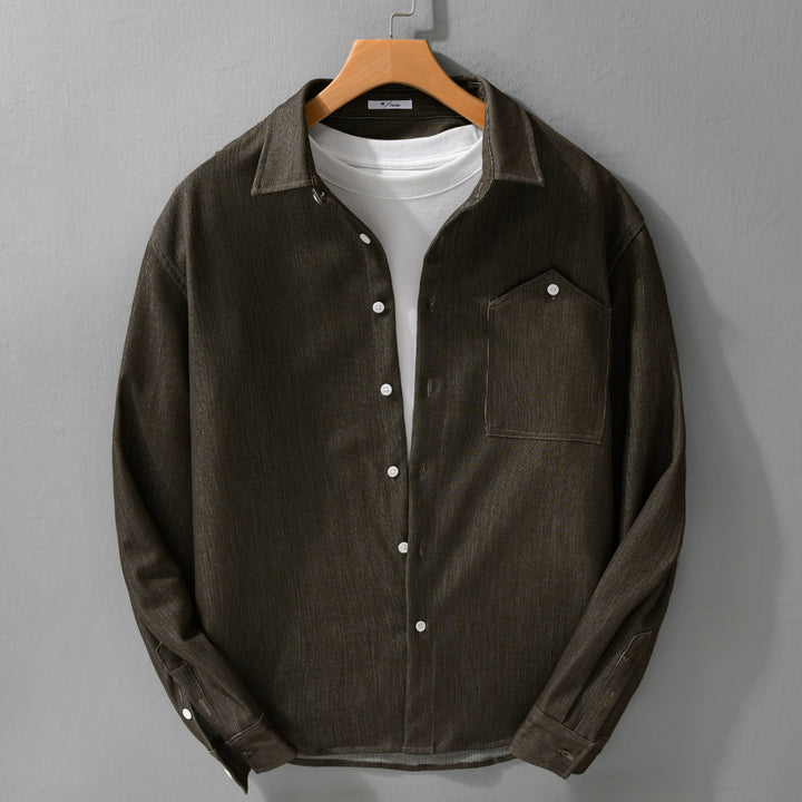 Herren Denim-Overshirt im Hemdjackenstil mit Brusttasche und durchgehender Knopfleiste Echoarchiv