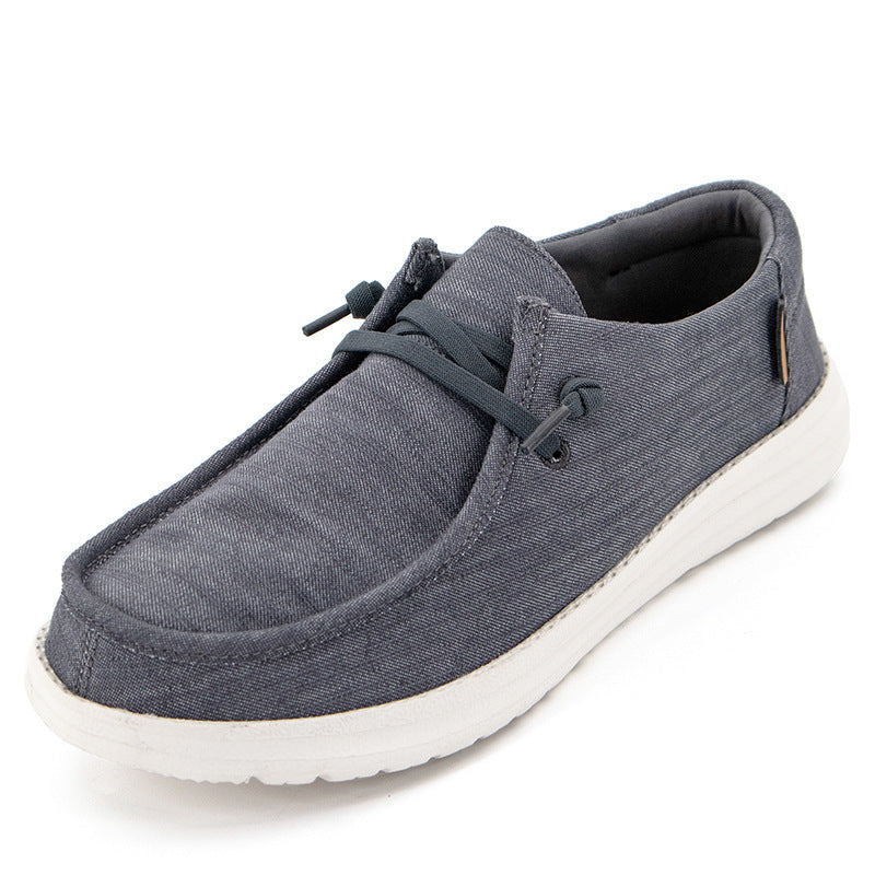 Herren Legerer Canvas-Mokassin-Slipper mit geflochtener Schnürung und gefleckter EVA-Sohle Echoarchiv