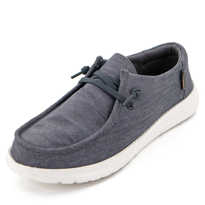 Herren Legerer Canvas-Mokassin-Slipper mit geflochtener Schnürung und gefleckter EVA-Sohle Echoarchiv