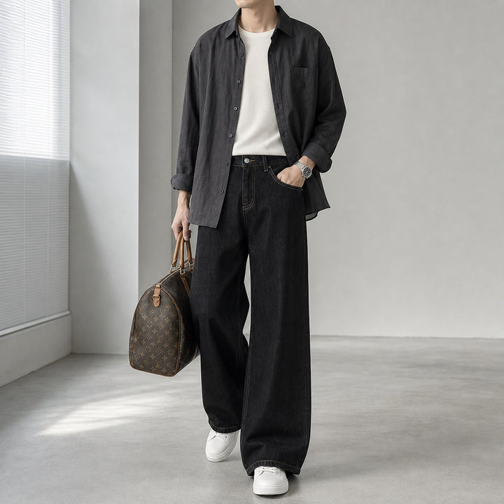Damen High-Waist Culotte-Jeans aus Denim mit weitem Bein Echo Archiv