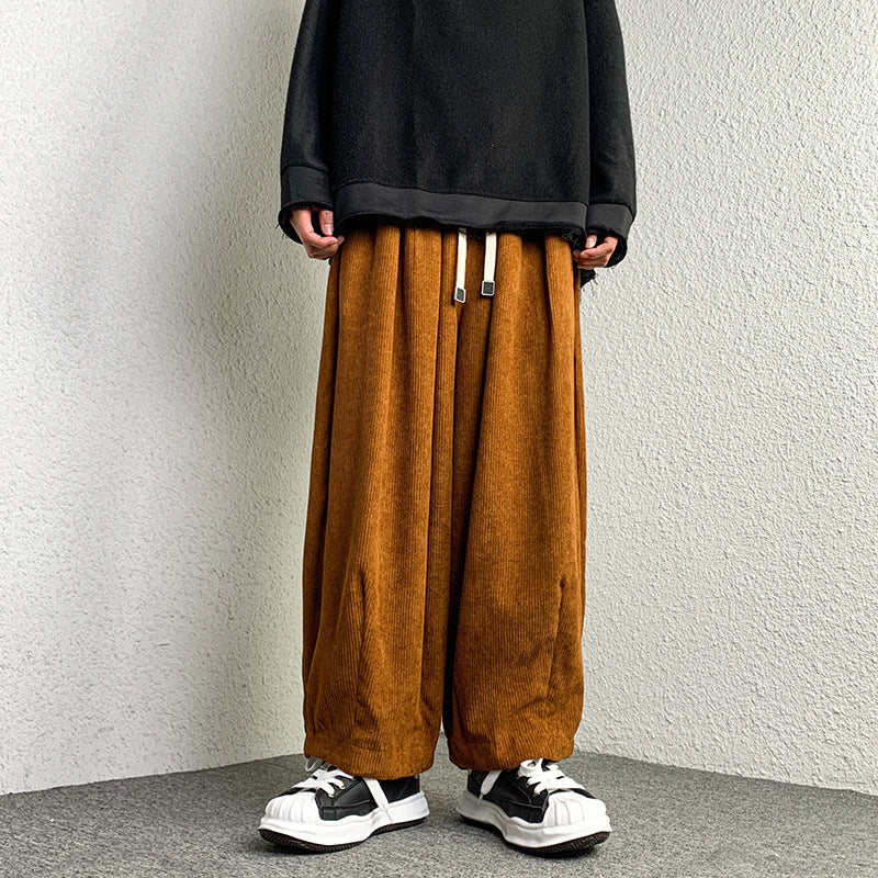 Unisex Extraweit geschnittene Cord-Loungehose mit Tunnelzug und elastischen Bündchen Echo Archiv