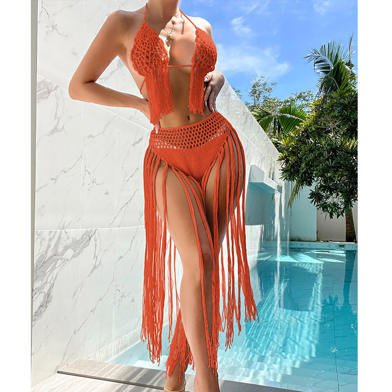 Damen Häkel-Bikini-Set mit fransigen Details und reizvoller Lochstruktur Echo Archiv
