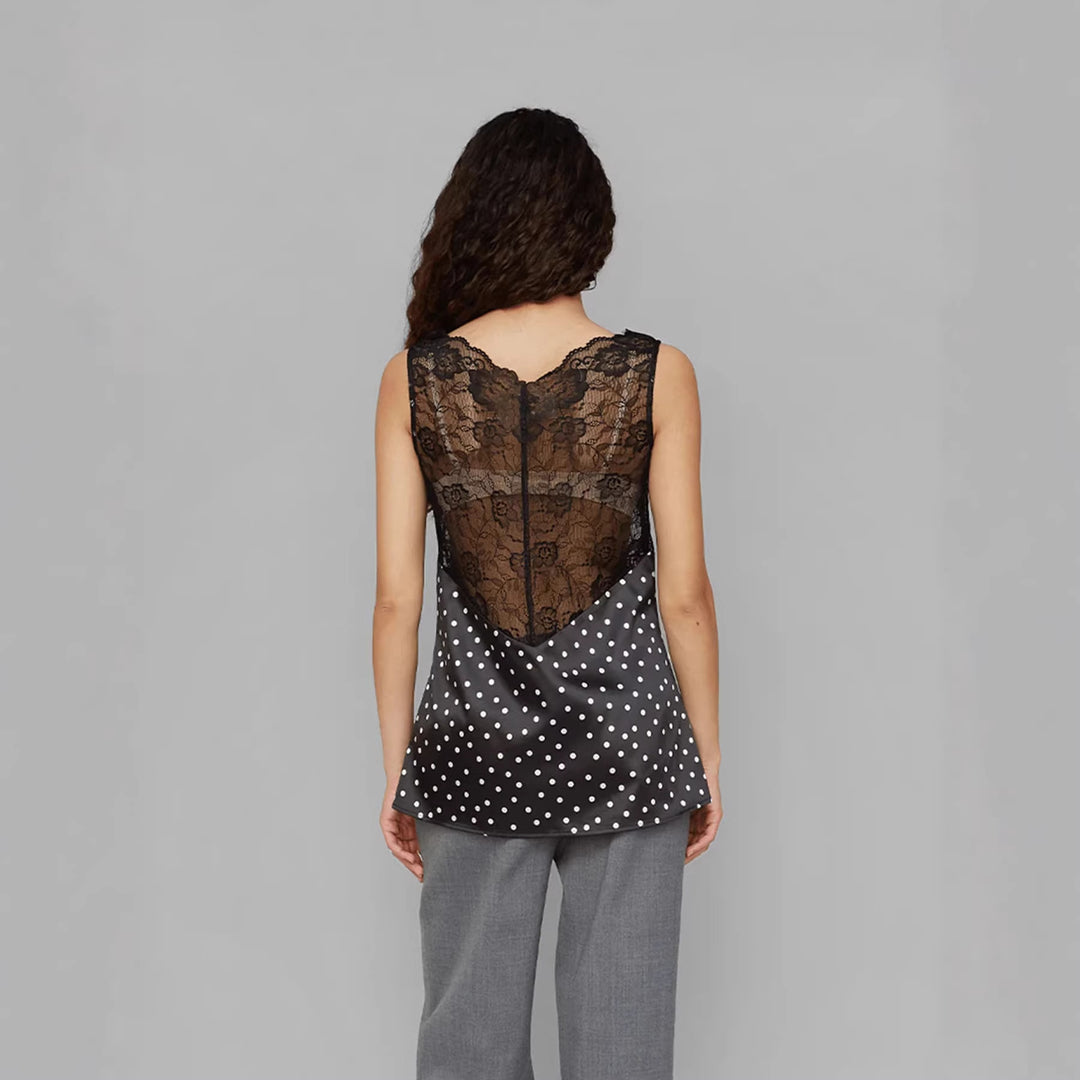 Damen Spitzen-Cami mit Polka-Dots und eleganten Details Echo Archiv