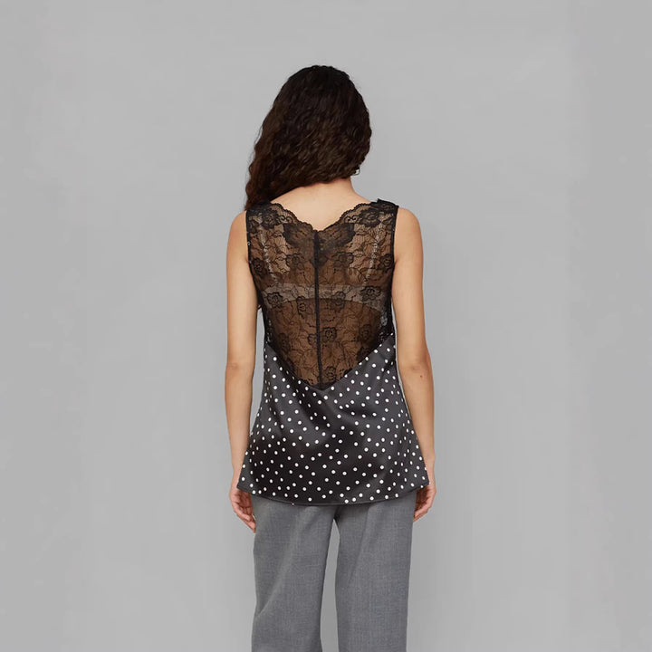 Damen Spitzen-Cami mit Polka-Dots und eleganten Details Echo Archiv
