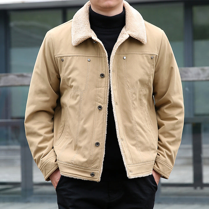 Herren Kurzjacke mit Teddyfutter und Umlegekragen, winddichte Übergangsjacke Echo Archiv