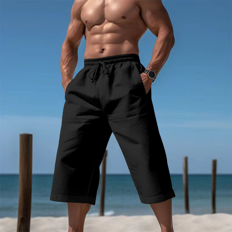 Herren nan lässige knielange Bermuda-Shorts mit elastischem Bund und Tunnelzug Echoarchiv