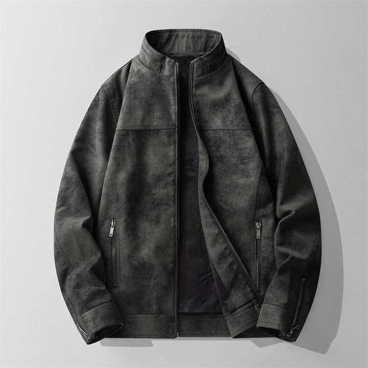 Herren Stilvolle Kunstlederjacke mit Stehkragen Echo Archiv